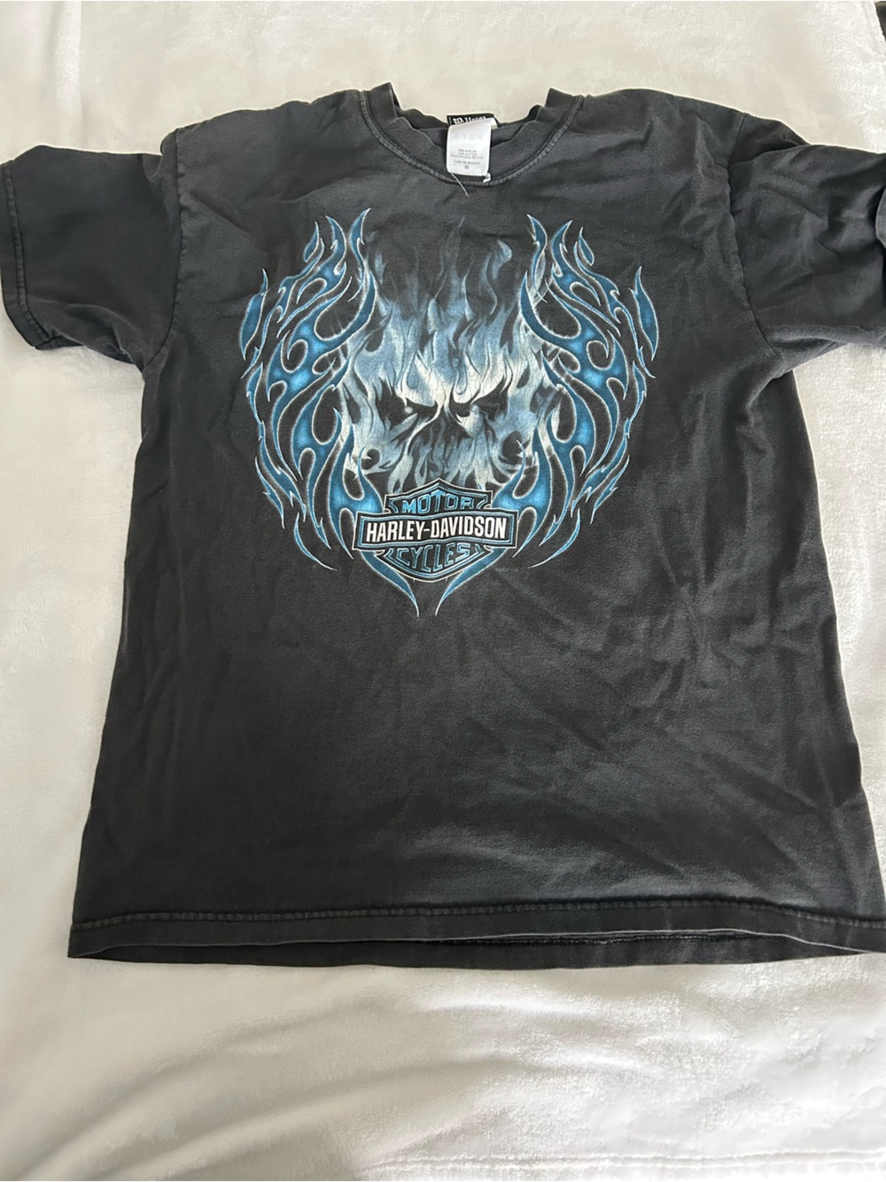 Harley-Davidson Black Tee with Blue Flame Accents